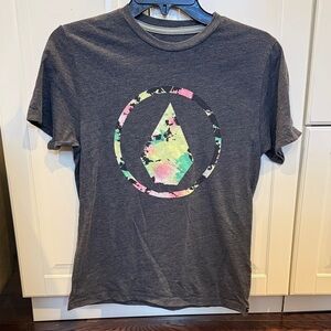 Volcom Teen Boys Charcoal Tee with Multicolor Graphic